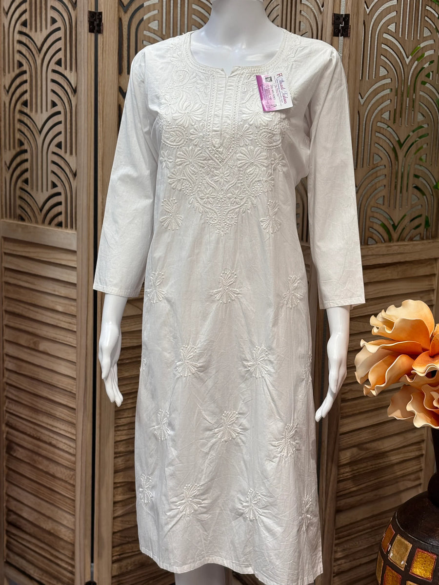 Size 40/US S- Pure Cotton white Chikankari Kurti