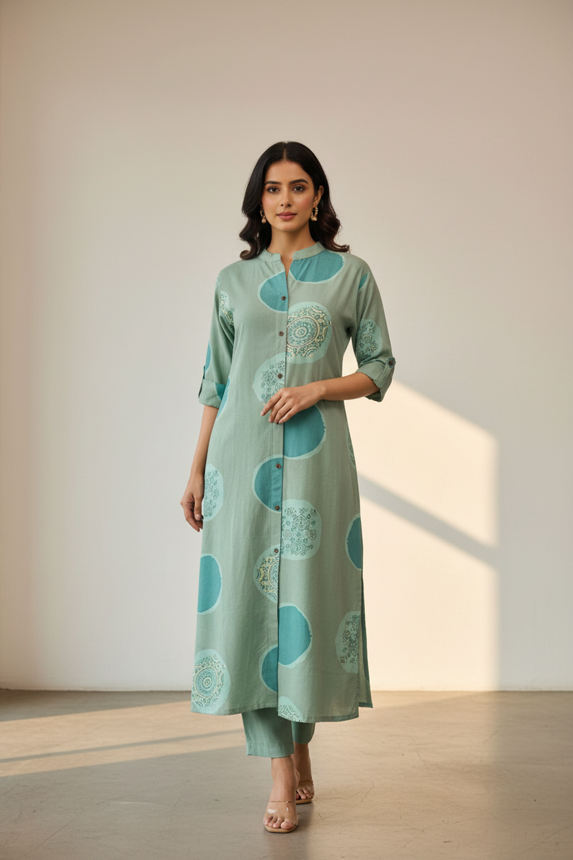A-line High Neck cotton kurti - Size 38/US XS