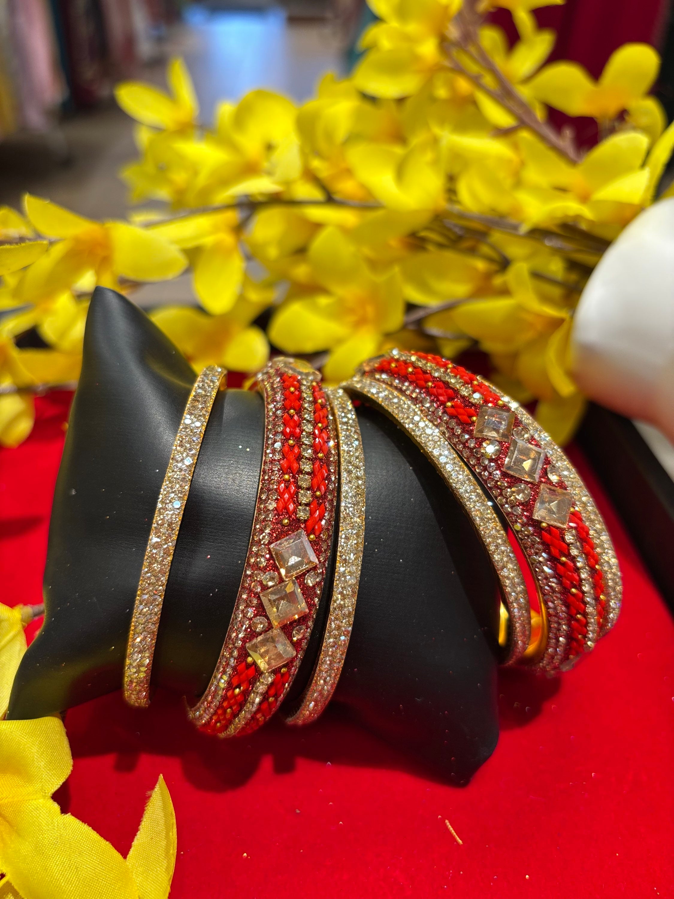 Fancy Red Bangles (set of 6) image 1