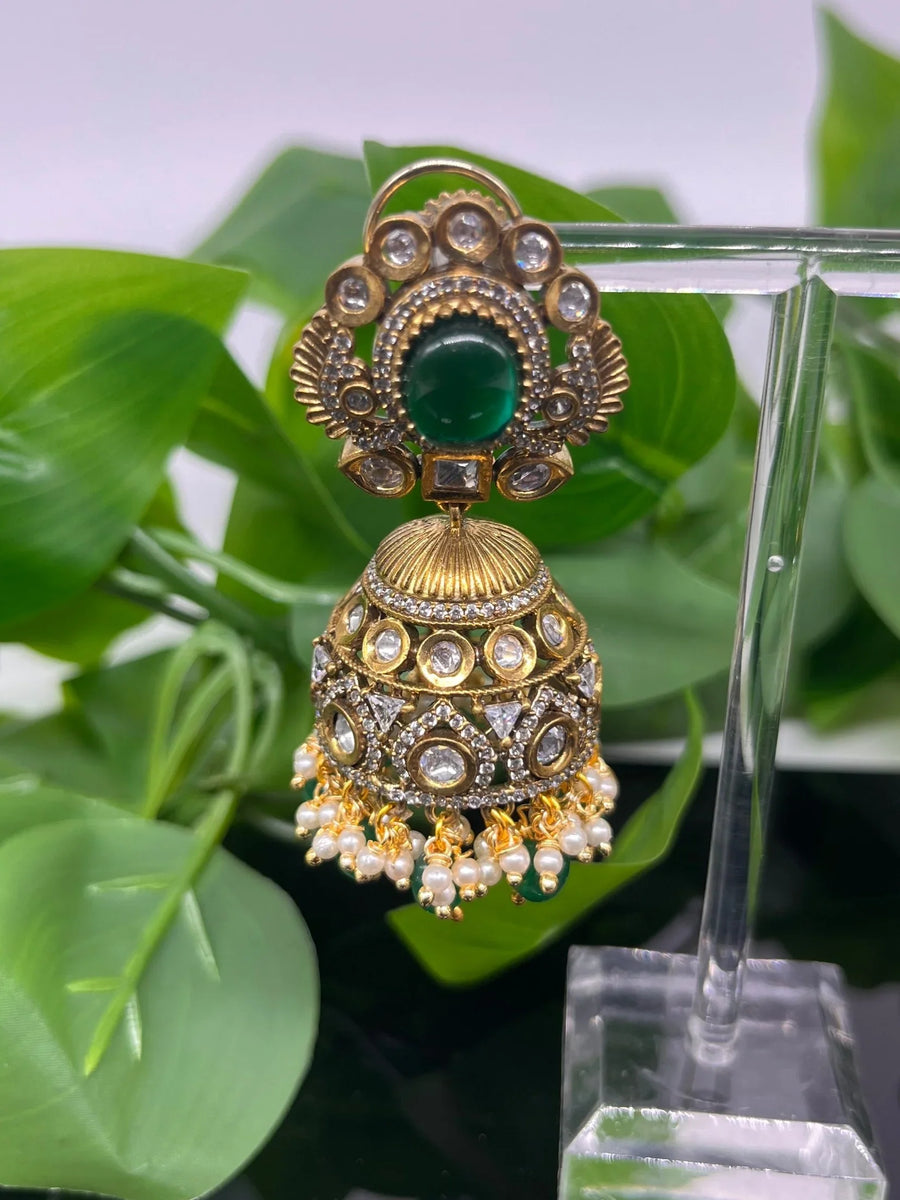 Indian Jhumka Earrings - Antique Finish Victorian Jhumkas Earrings