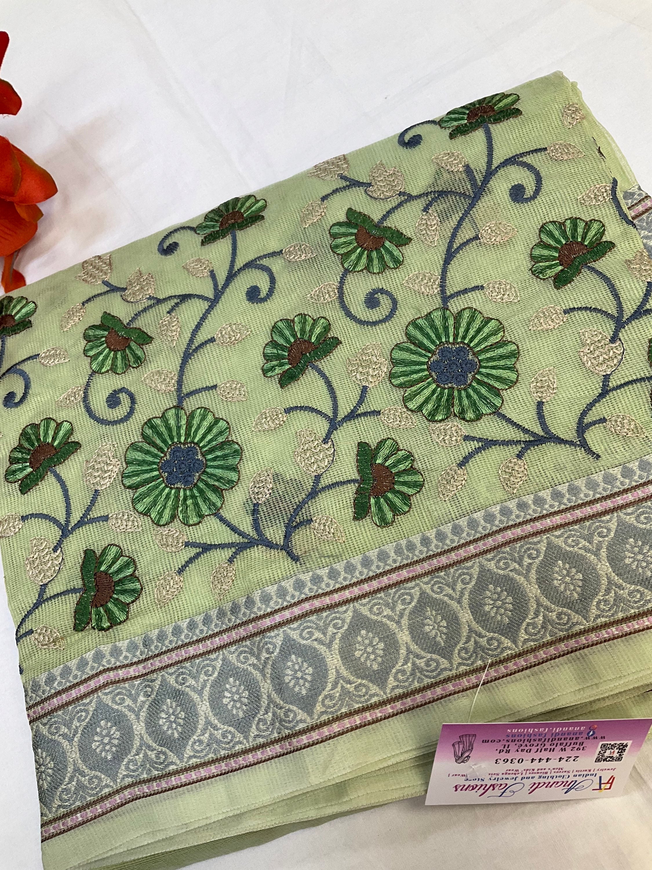 Super net saree with thread embroidery  image 2