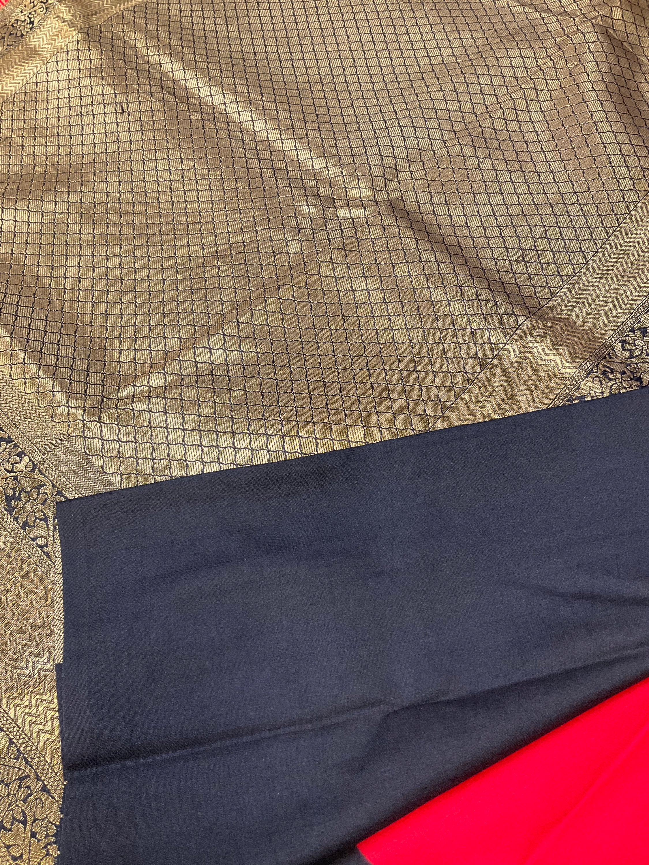 Red soft silk Saree with full Design image 3