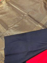 Red soft silk Saree with full Design