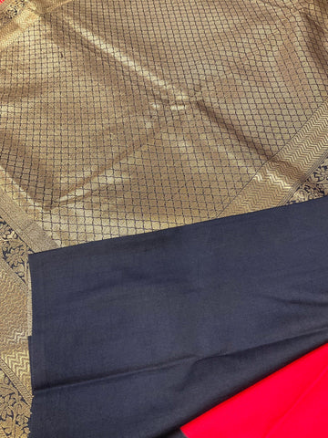 Red soft silk Saree with full Design