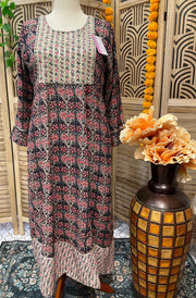 Plus Size Rayon Navy Blue Anarkali Kurti