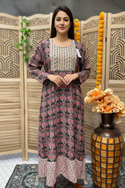 Plus Size Rayon Navy Blue Anarkali Kurti