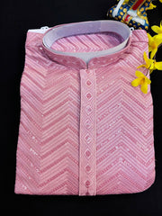 Premium Quality Sequin Mens Kurta Pajama Set - Party Wear