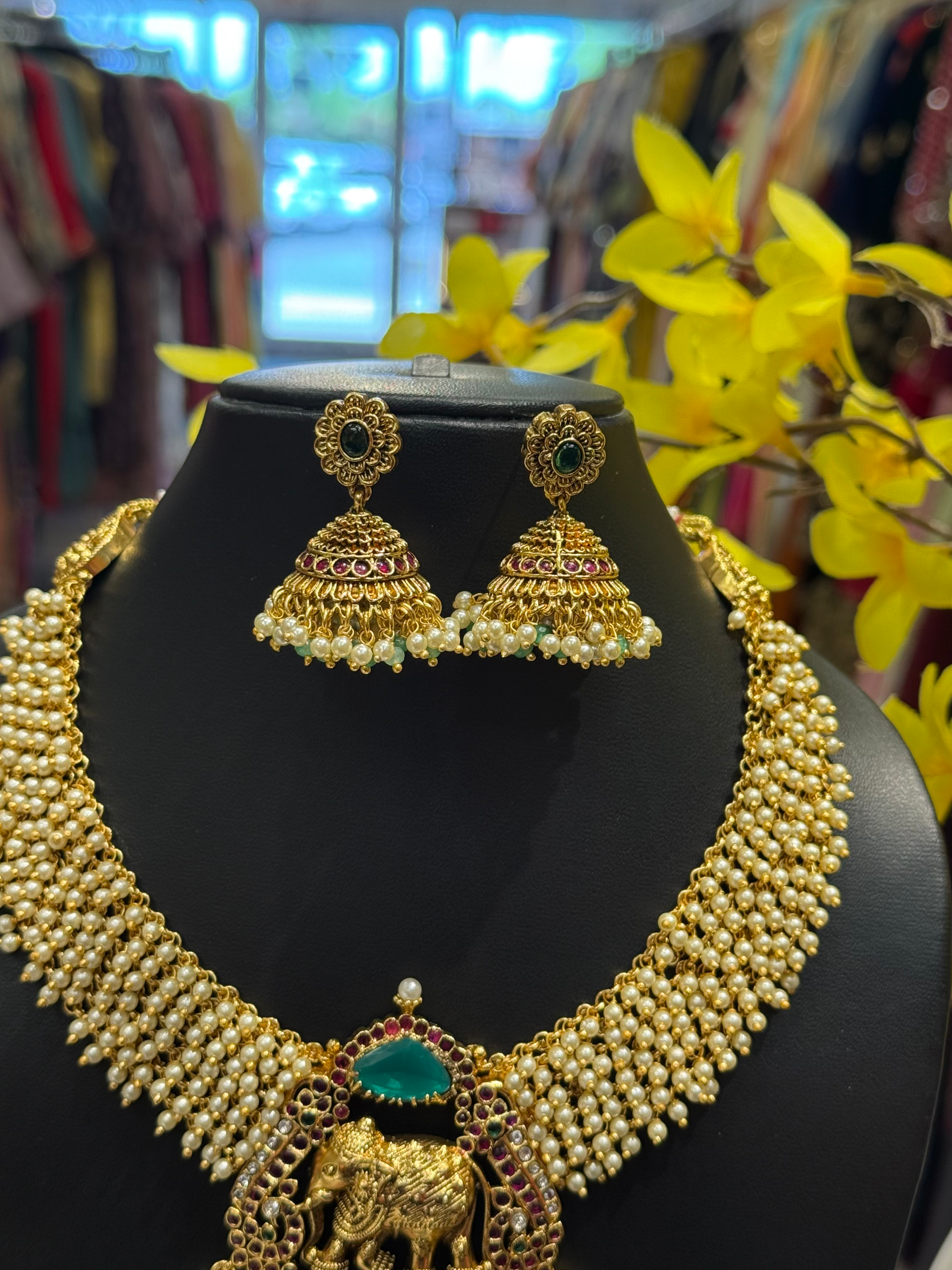 Heavy Guttapusalu Necklace set with Elephant Design  image 1