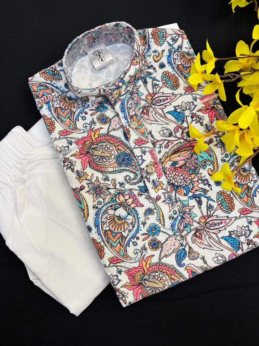 Digital Print Boys Velvet Kurta Pajama set- Size 4 to 12
