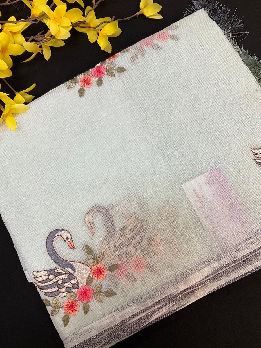 Super net sarees with Swan Design