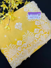 Organza saree with thread embroidery