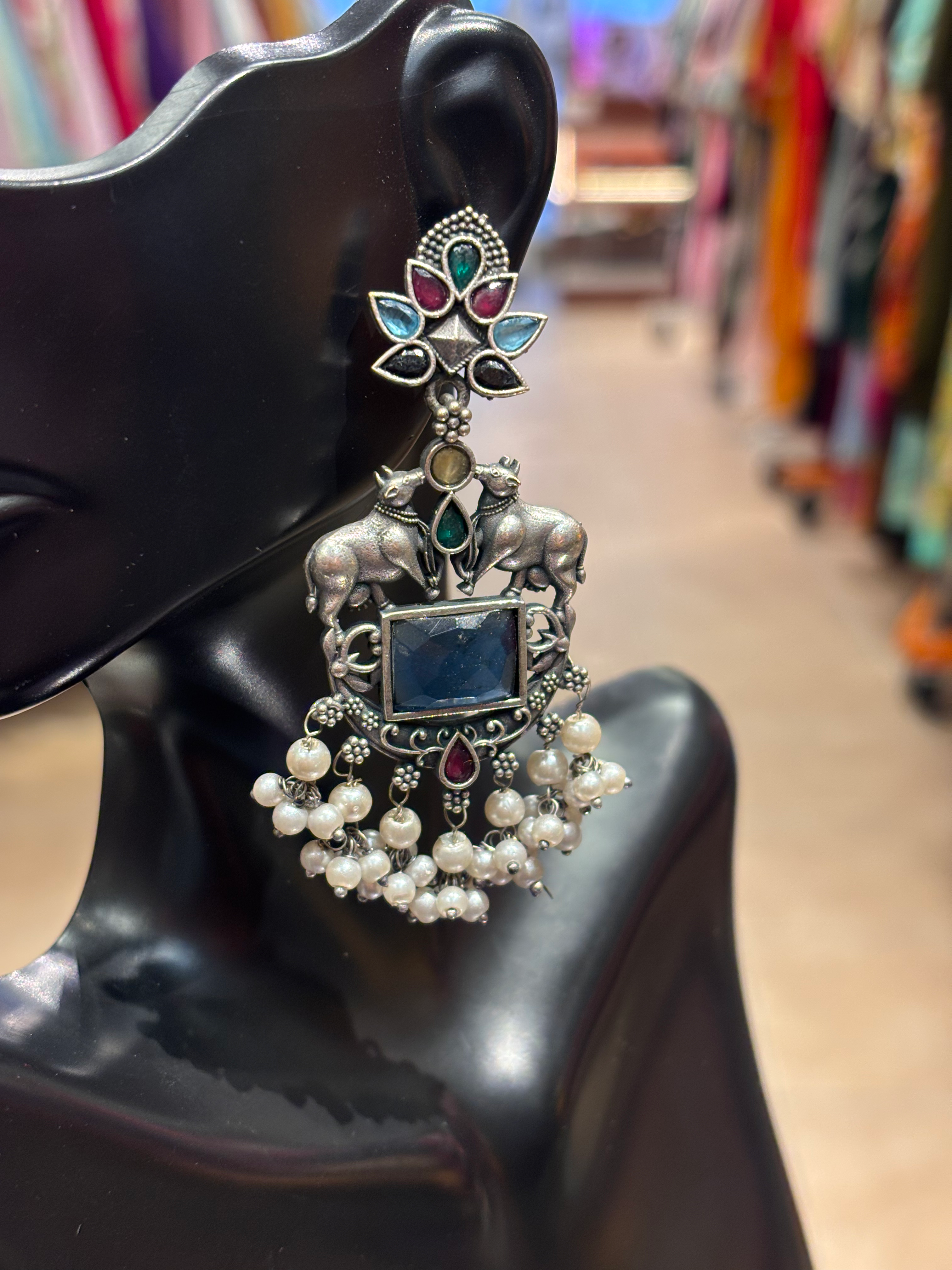 Premium Quality Oxidized Earrings with pearl hanging  image 0