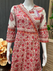 Stylish Cotton long Stylish Angrakha Style Anarkali dress/Kurti - Size 38