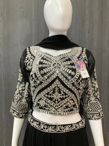 Black Designer Lehenga Set Size 38 - Elegant Party Wear