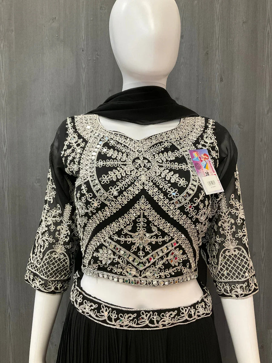 Black Designer Lehenga Set Size 38 - Elegant Party Wear