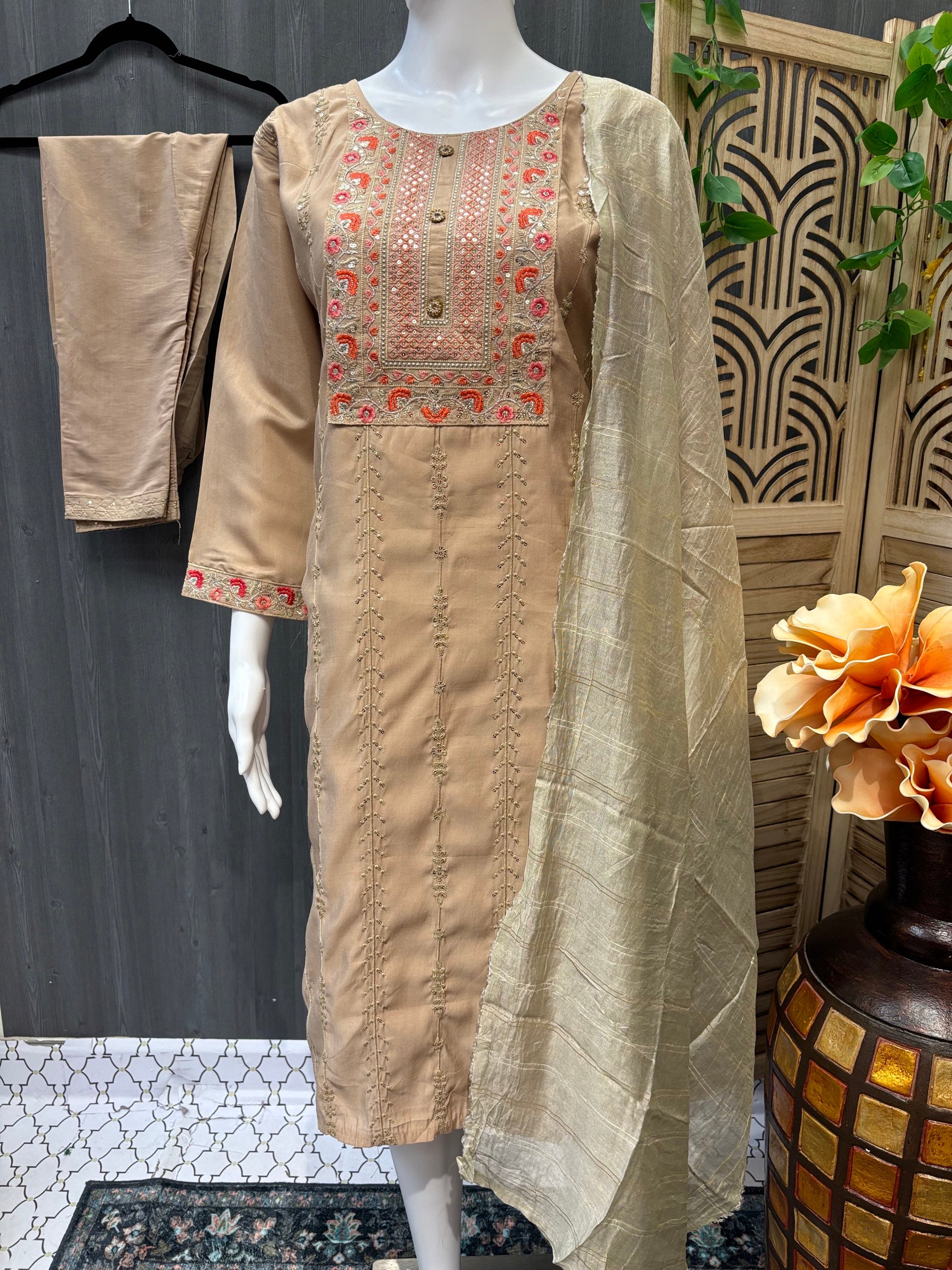 Roman Silk Embroidery Kurti sets- Size 40/US Small image 0