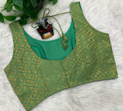 Brocade Blouse - Bright Green Blouse- Size 40