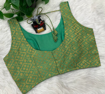 Brocade Blouse - Bright Green Blouse- Size 40