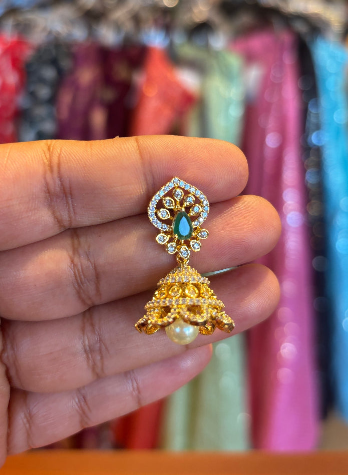Jhumka Earrings - Attractive CZ Jhumkas/Earrings image 1