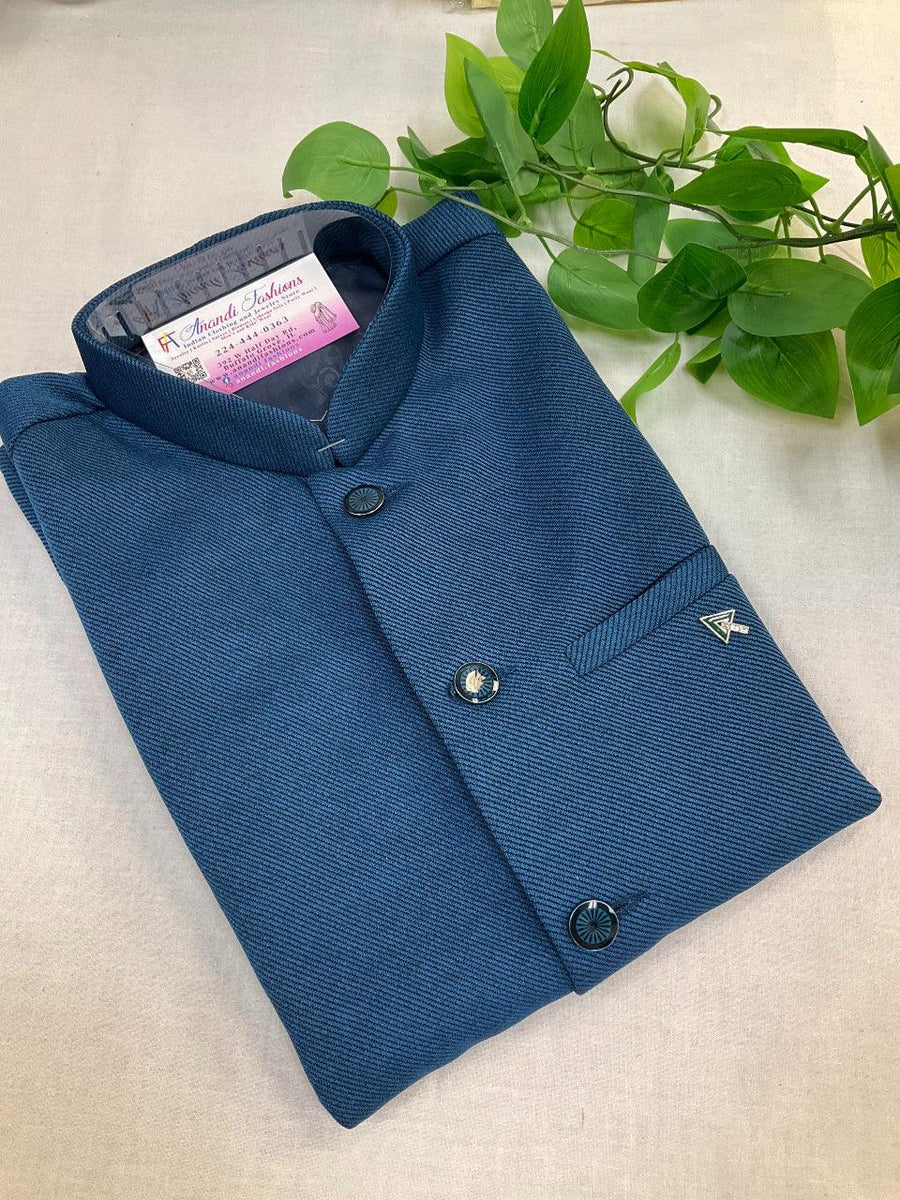 Premium Quality Blue Modi Jacket with Pockets - Ethnic Wear