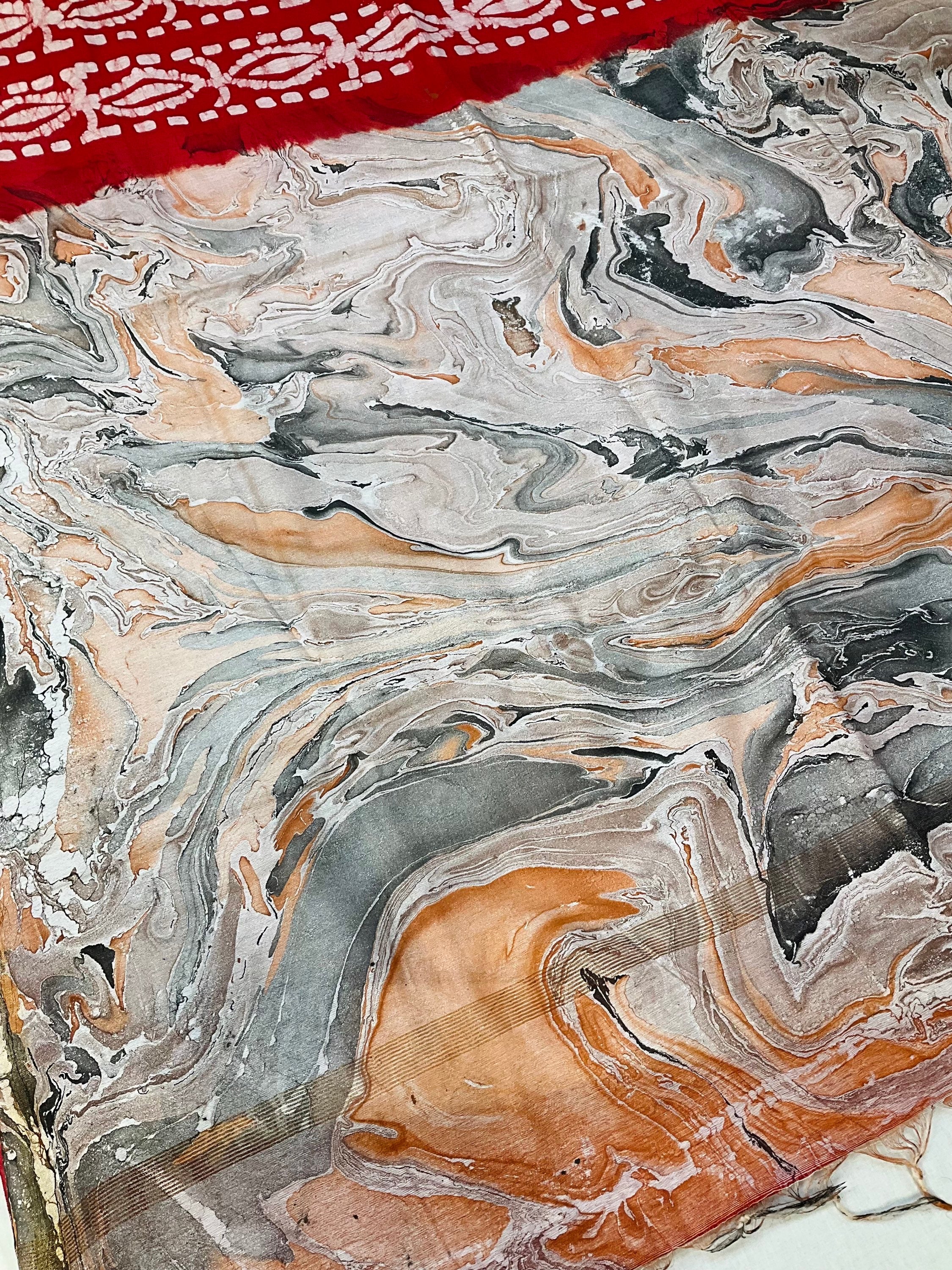 Batik print sarees with digital print pallu image 13