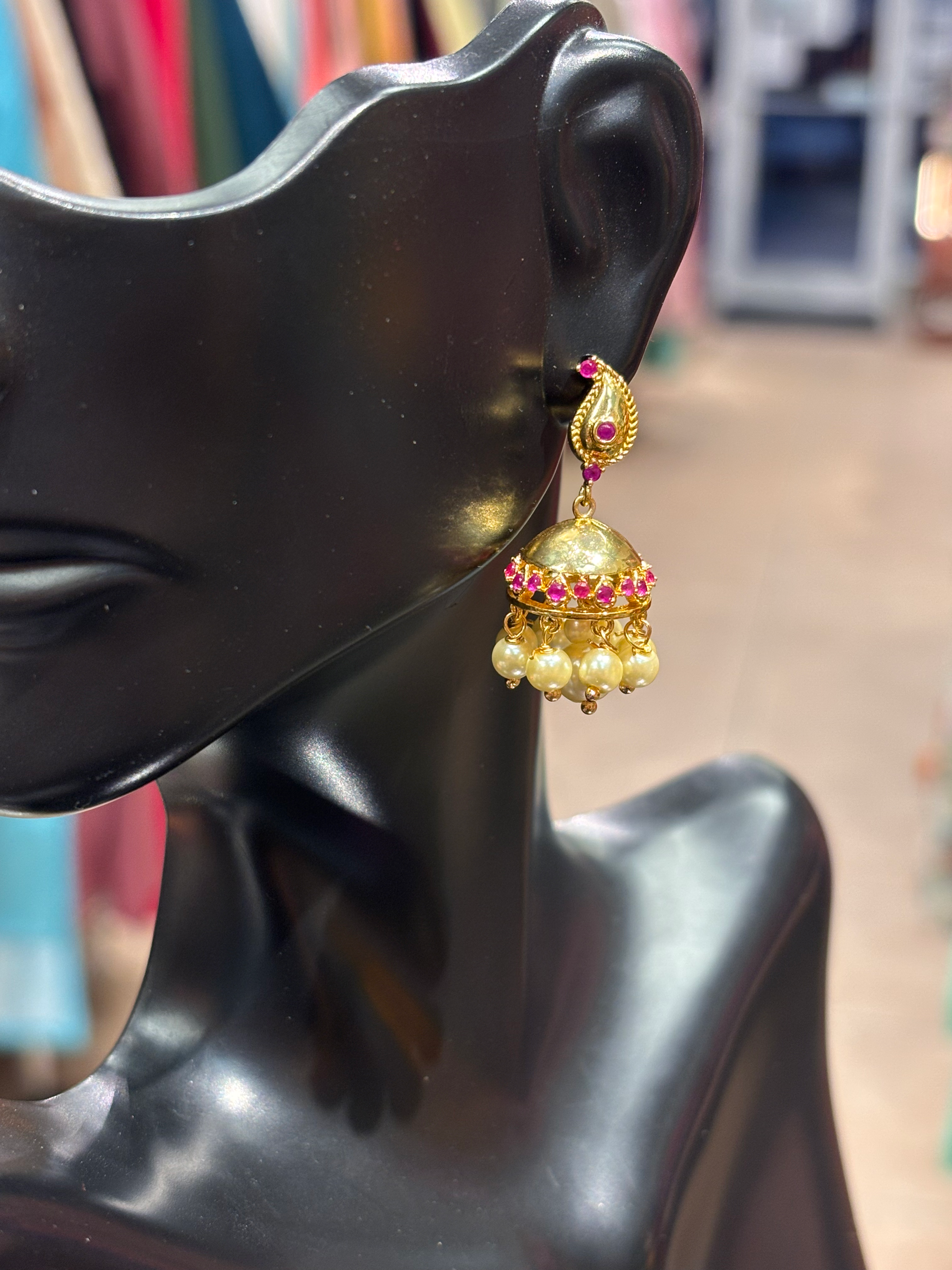 Gold Finish -Small and Cute Jhumkas image 0