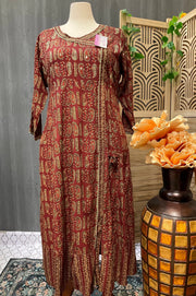 Plus Size Angrakha Style Anarkali Kurti - Traditional Ethnic Wear