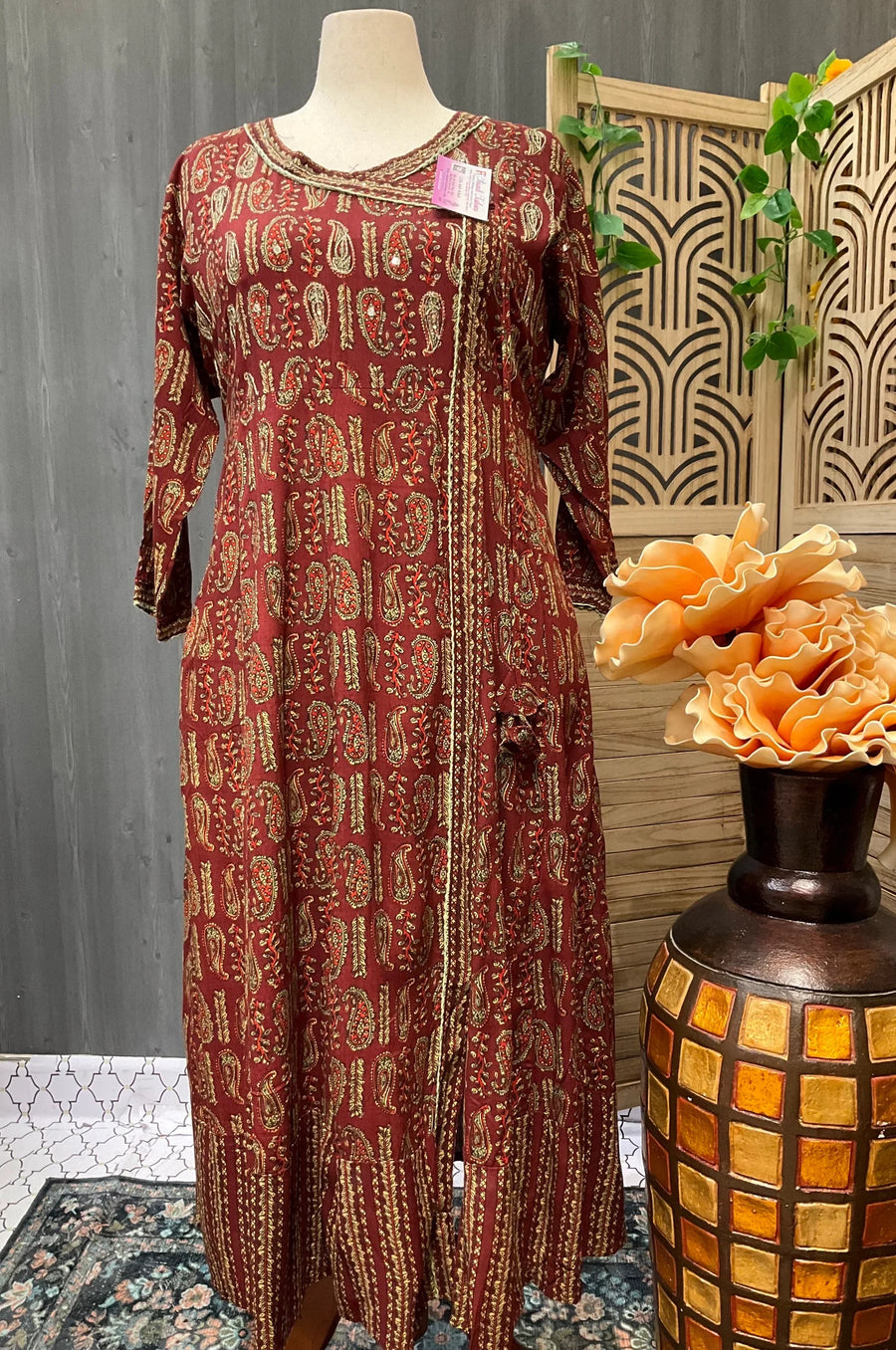 Plus Size Angrakha Style Anarkali Kurti - Traditional Ethnic Wear