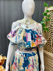 Floral Print Chinon Lehenga Set - Party & Wedding Wear
