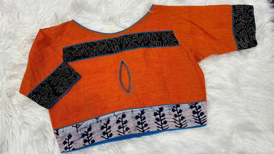 Orange Blouse - Pure Cotton Orange Blouse - Size 38