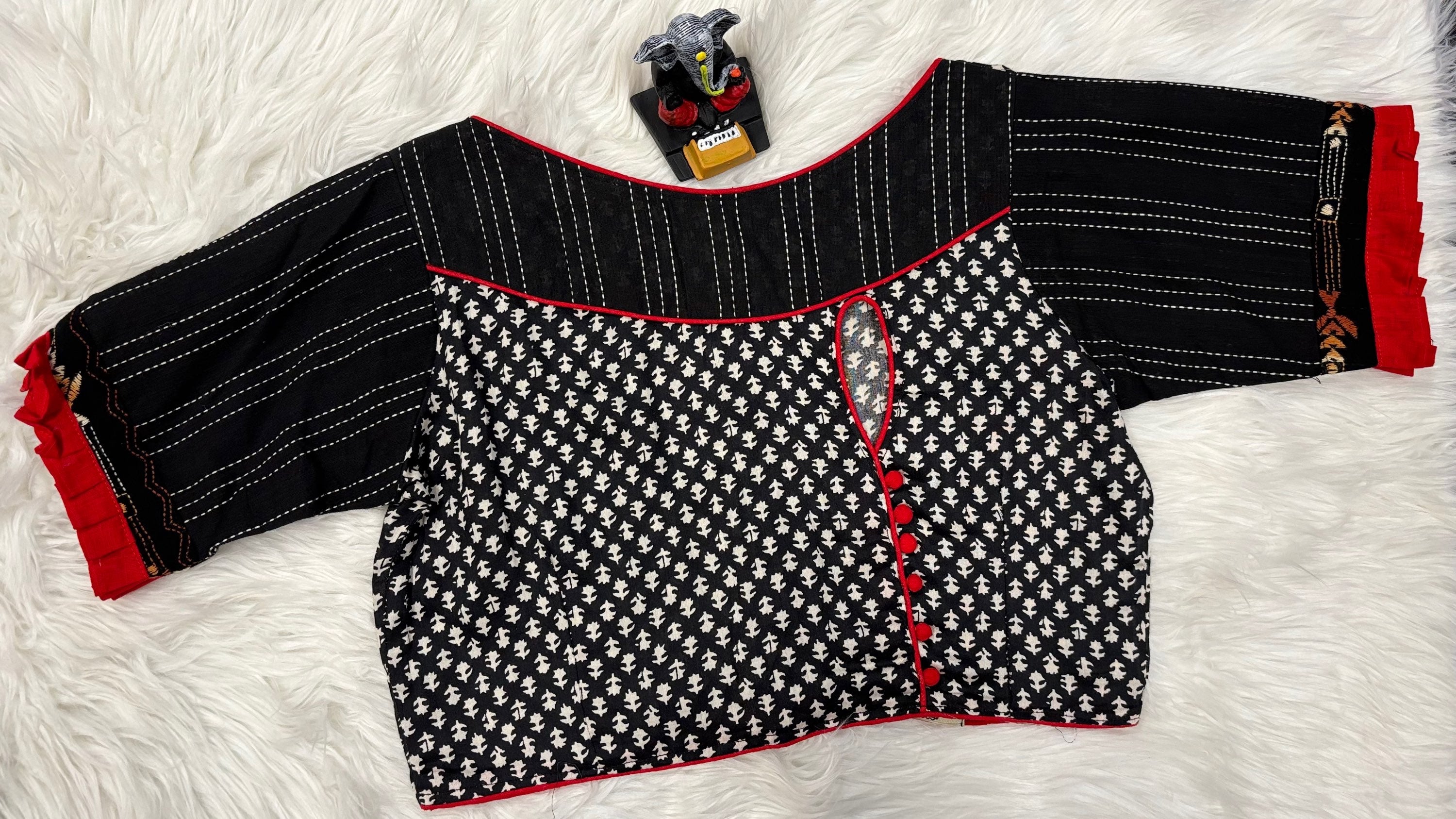 Black Pure Cotton Front opening Blouse- Size 40 image 1