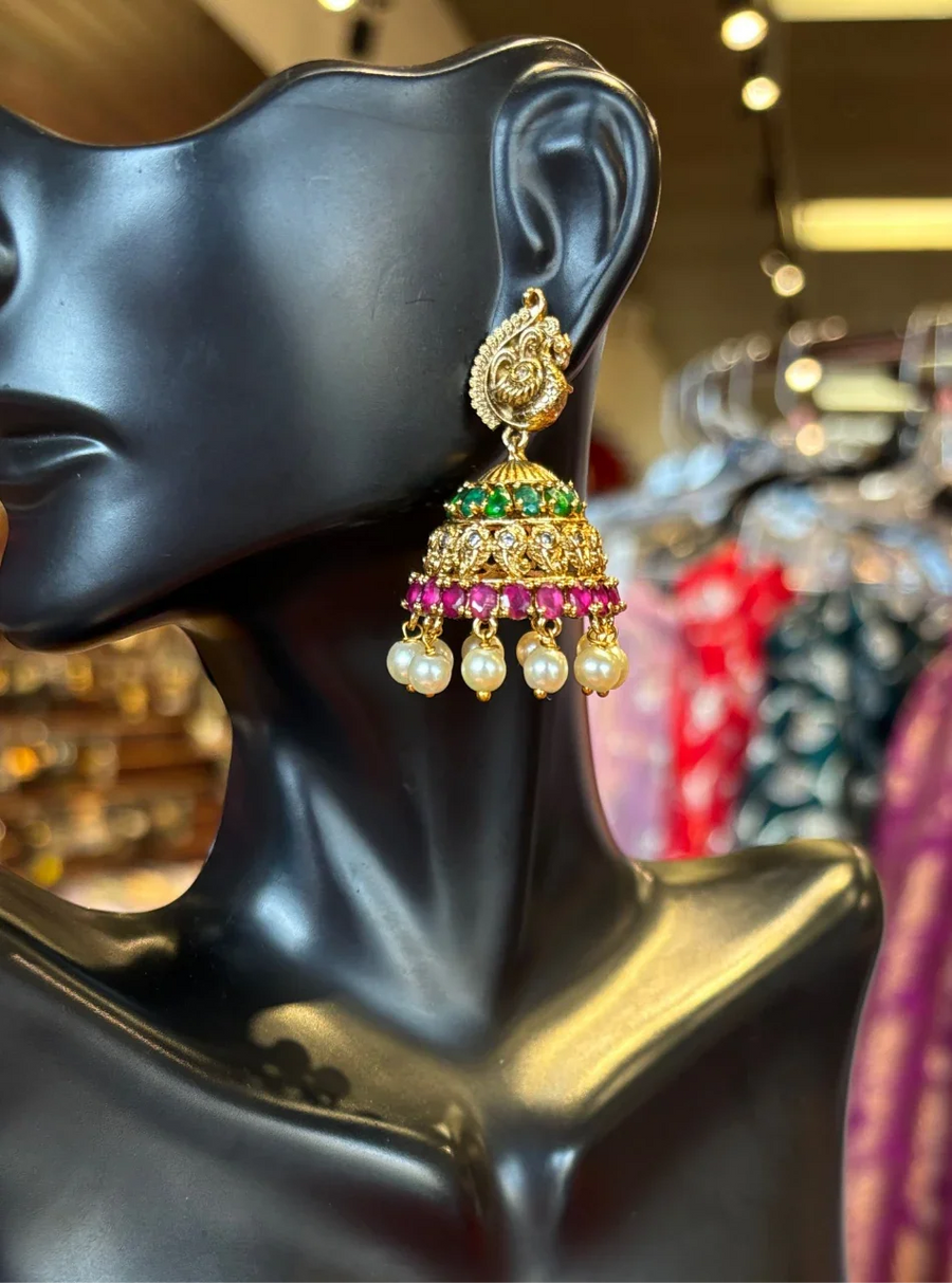 Antique Peacock Jhumkas