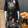 Size 38/46-Humming Bird Print - Black Kurti with short Palazzo pants