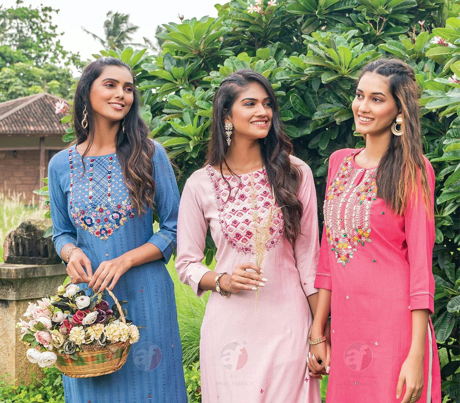Rayon Kurti - Stylish and Elegant Rayon Embroidery Work Kurtis