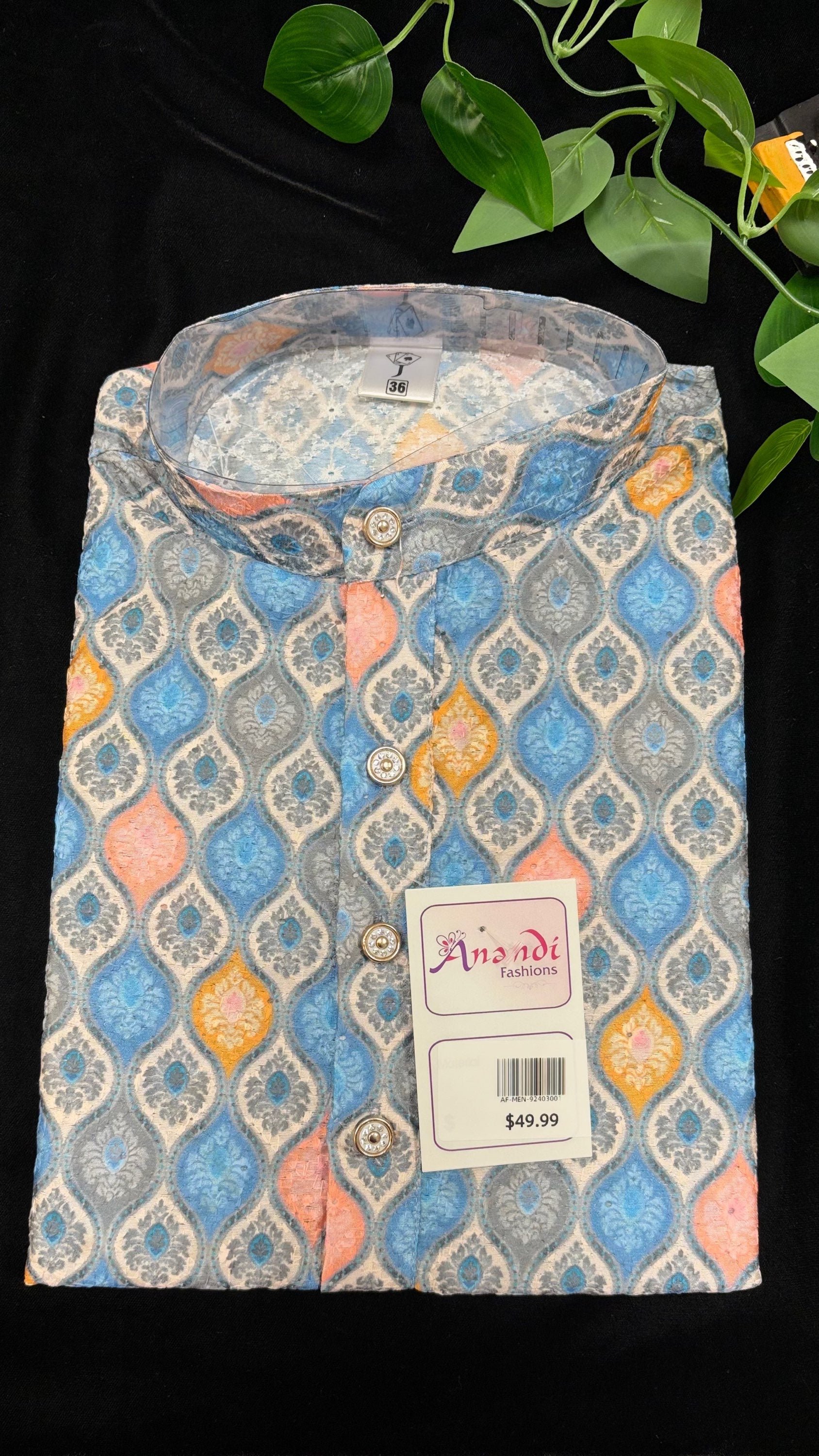 Chikankari Kurta - Multicolor Men’s Silk Chikankari Kurta image 2