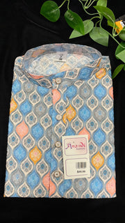 Chikankari Kurta - Multicolor Men’s Silk Chikankari Kurta