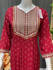 Maroon long  Anarkali kurti- Size 42/44