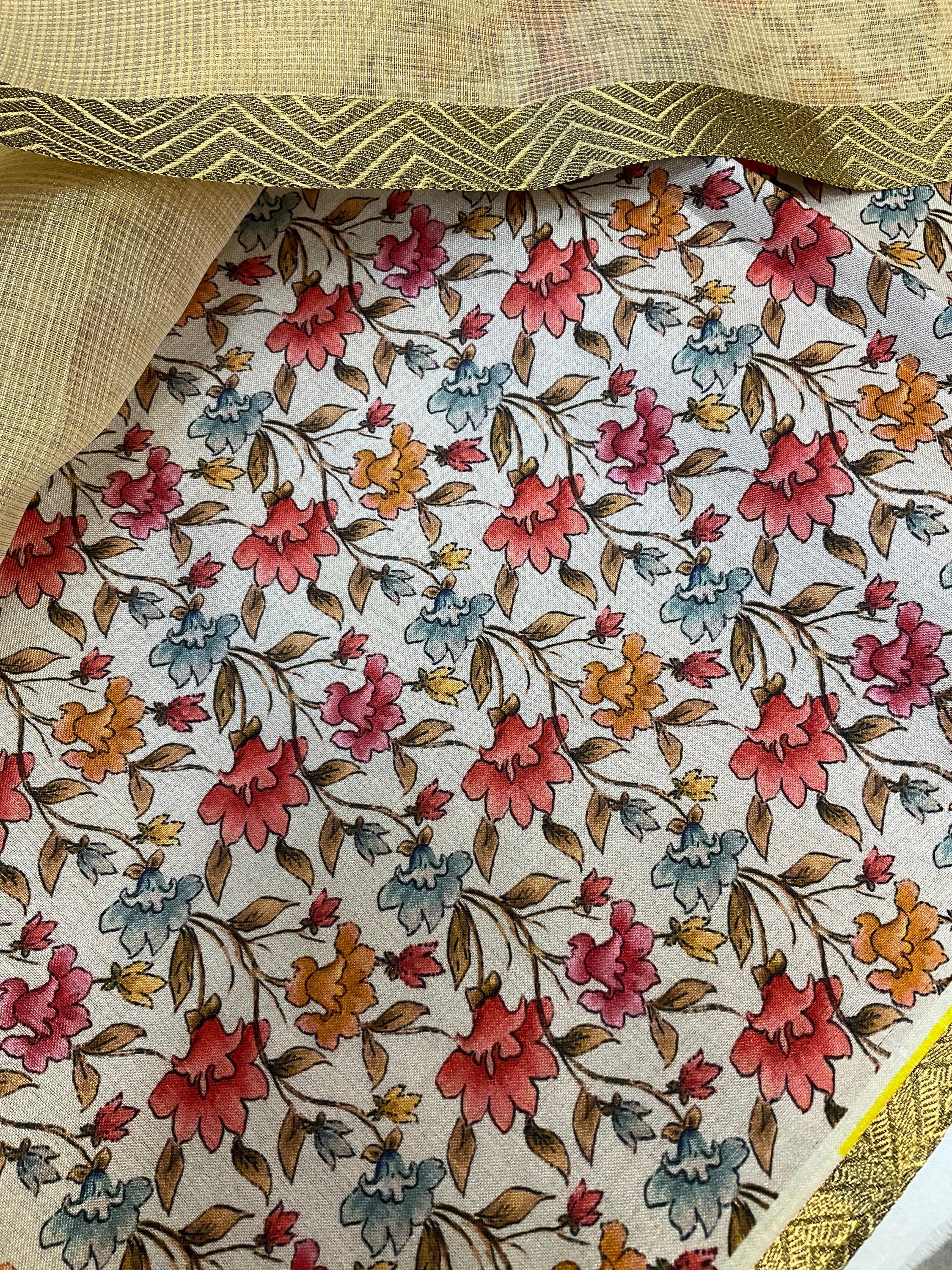 Tissue saree with applique work image 5