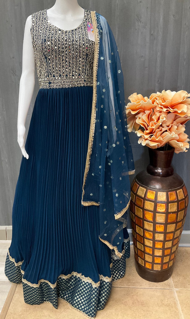 Indian Party Dresses - Georgette long Party wear with real mirrors- Size 40 image 0