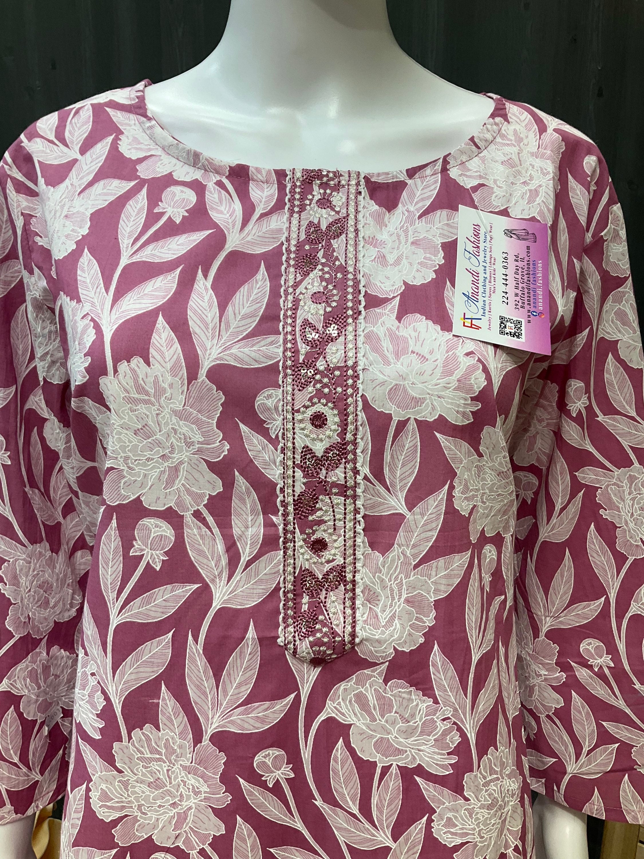 Size 46-Lavender -Pure Cotton short kurti/top image 1
