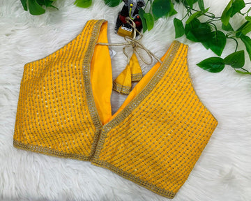Sleeveless Blouse - Party wear Raw Silk blouse fits size 38(upto 42)