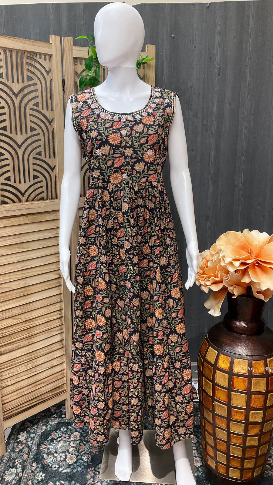 Blue Pure Cotton Summer Frock/Kurti Size 40-44 | Sleeveless Women's Casual Wear
