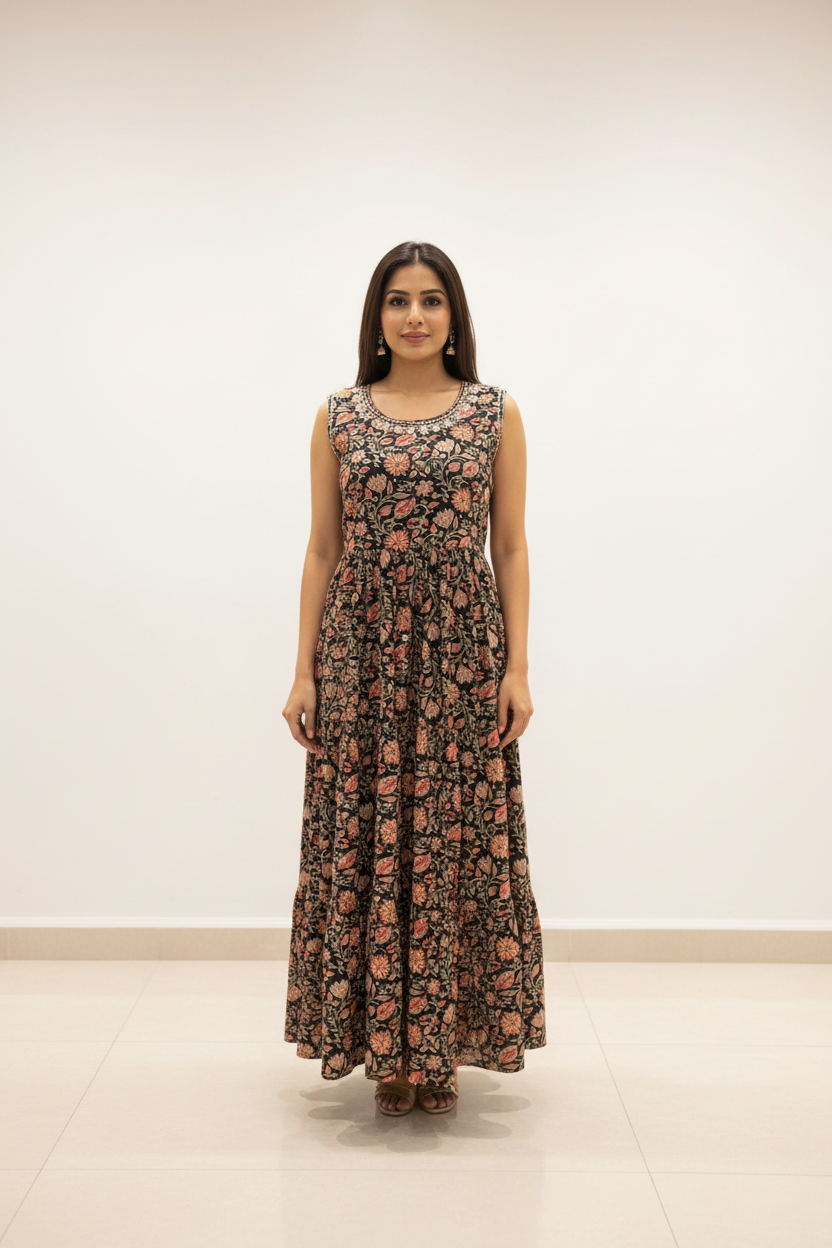 Blue Pure Cotton Summer Frock/Kurti Size 40-44 | Sleeveless Women's Casual Wear