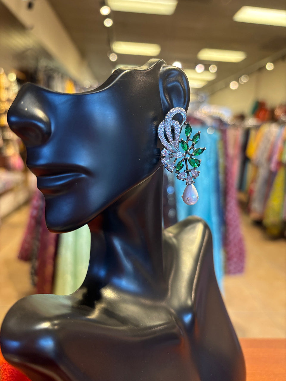 CZ Earrings - Designer Emerald Earrings image 0