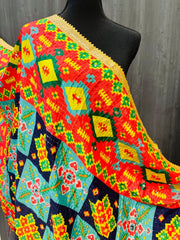 Multicolor Dupatta with Gotta Patti Border - Real Mirror Work