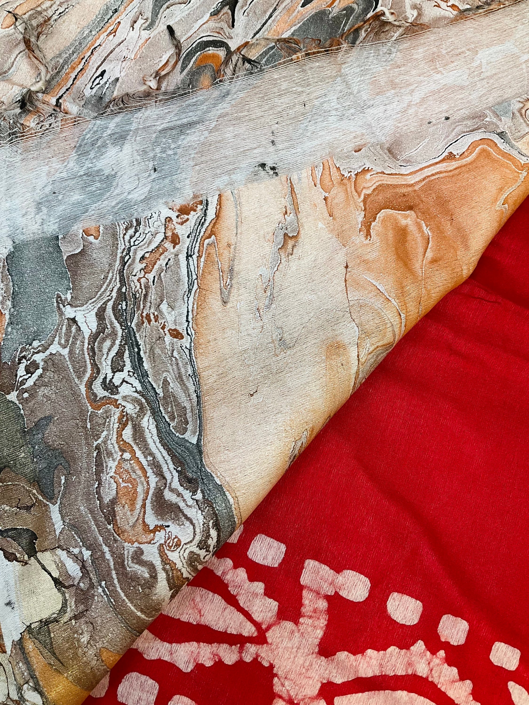 Batik print sarees with digital print pallu image 9