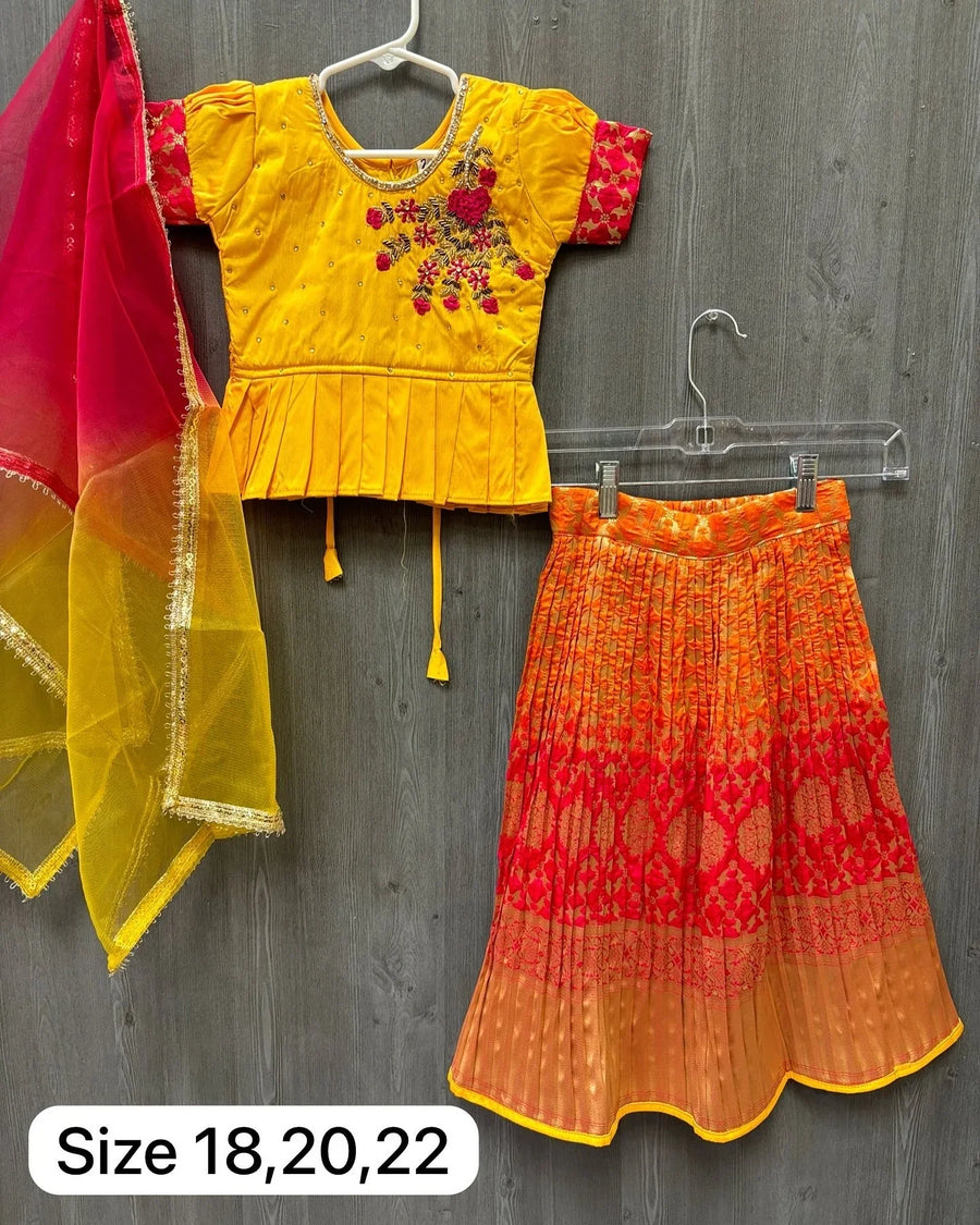 Toddler Girl Lehenga set with Hand Embroidery- Size 20