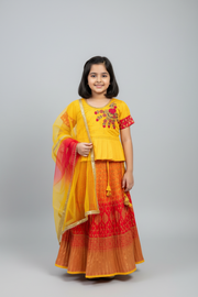Girls Hand Embroidered Lehenga Set