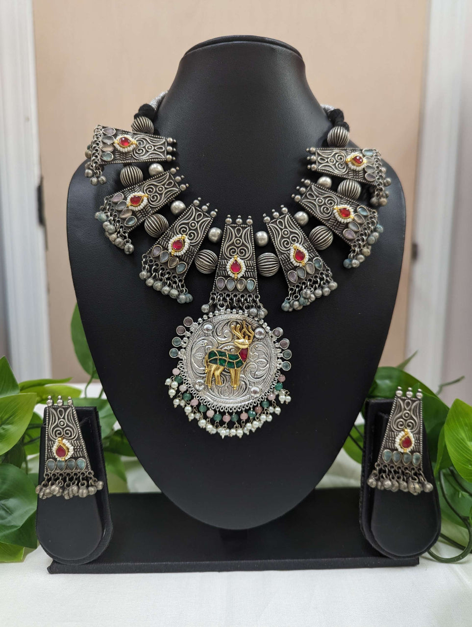 Oxidized Jewelry - Dual Tone Oxidized Necklace Set image 0