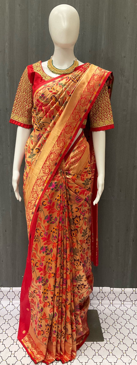 Paithani Silk Saree - Elegant and Beautiful Silk Saree in Red image 3